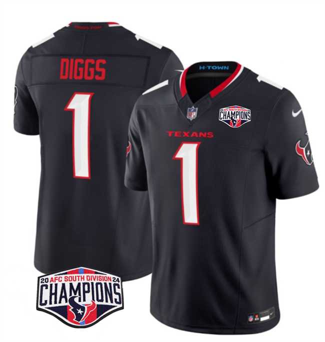Mens Houston Texans #1 Stefon Diggs Navy F.U.S.E. 2024 AFC South Division Champions Vapor Limited Stitched Jersey